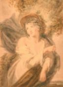 19th Century School, a study of a female figure, watercolour, 8.25