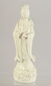 A BLANC DE CHINE PORCELAIN FIGURE OF GUANYIN, 25cm high.