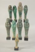 A COLLECTION OF NINE REPRODUCTION EGYPTIAN SHABTI'S, with box (9).