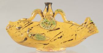 A CANAKKALE GLAZED POTTERY FIGURE OF A FISH, 25cm long.