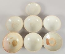 SEVEN CHINESE EARTHENWARE BOWLS, (7).