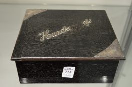 A silver mounted ebony handkerchief box.