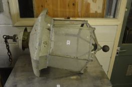 A large painted metal hanging lantern.