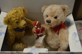 A Steiff Golden Jubilee teddy bear and a Steiff Harrods 2013 teddy bear in a Steiff box.