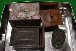 Four decorative boxes.