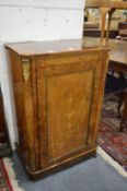 A good Victorian marquetry inlaid figured walnut music cabinet.