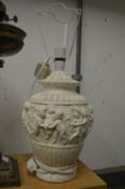 Decorative pottery table lamp.