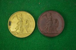 A gilt Ulster Unionist Convention medal 1892 and another in bronze.