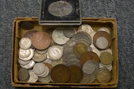 A small box of assorted coins.