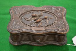 A small Continental carved wood music box.