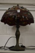 A Tiffany style dragonfly table lamp.