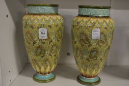 A pair of Royal Doulton Slaters Patent vases.