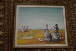 James Arthur Morris, Figures on a Beech, oil on board.