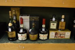 A collection of brandy to include three bottles of Courvoisier, two boxed, two one litre bottles