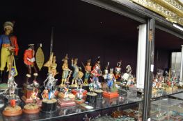 A good large collection of model military figures, most mounted on wooden bases.