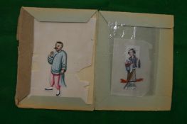 Japanese figural pith paintings.