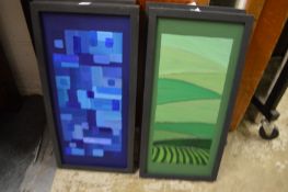 Colourful abstracts, oil on board, a set of five.