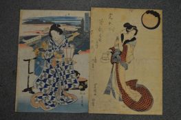 Two original Japanese wood block prints.