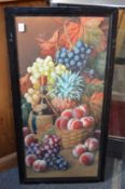 Giovanni Barbaro, Still life of mixed fruit with a bottle, watercolour, signed.