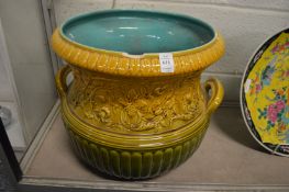 A large majolica pottery jardiniere.
