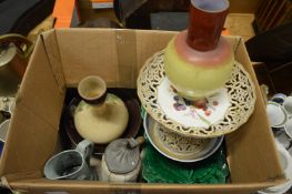 Decorative china and opaque glass vases.