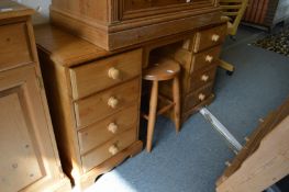 A pine twin pedestal desk or dressing table.