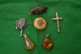 Amber pendants and other items.
