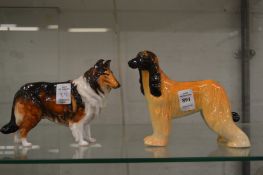 A Beswick dog and a Royal Doulton collie dog.
