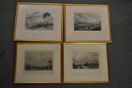 Four topographical prints.