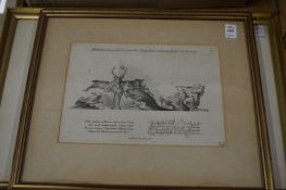 Two engravings and a watercolour depicting a large mansion.