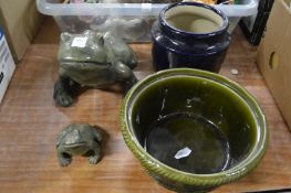 Pottery frogs etc.