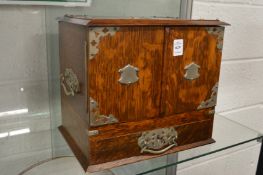 An oak table top smokers cabinet.