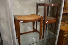 A mahogany washstand and a stool.