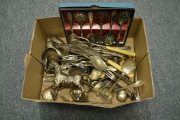 Box of plated items.