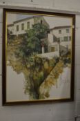 Pierre Bertschi, A study of white washed Continental houses, oil on canvas, signed.