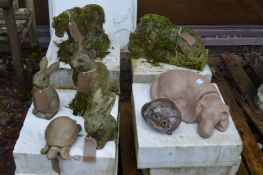 Various garden ornaments.