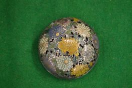 A Japanese silver cloisonne enamel lid.