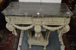 A good 18th/19th century carved and painted console table, possibly Italian.