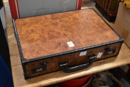 An unusual wooden attache case.