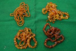 Amber necklaces.