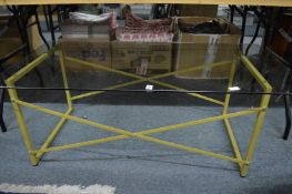 Modern glass top coffee table.