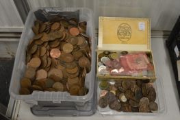 A large quantity of pre-decimal pennies and other coinage.
