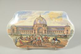 A PORCELAIN POT LID, ALEXANDRA PALACE 1873 5.5ins diameter. Chips to base