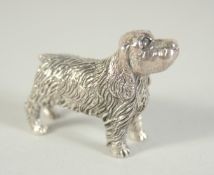 CAST SILVER MINIATURE SPANIEL, 4CM LONG.