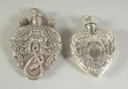 TWO NOVELTY SILVER PERFUME BOTTLES.