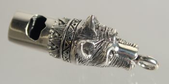 A SILVER NOVELTY SCOTTIE DOG WHISTLE, 1.75