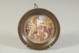 A PORCELAIN POT LID, BEAR PIT 3ins diameter