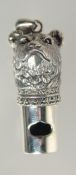 A SILVER NOVELTY BEAR WHISTLE, 1.5
