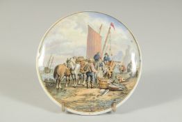 A PORCELAIN POT LID, LANDING THE CATCH 4ins diameter