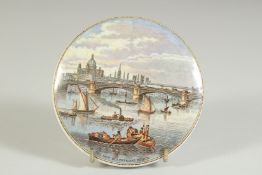 A PORCELAIN POT LID, THE NEW BLACKFRIAR BRIDGE 4ins diameter